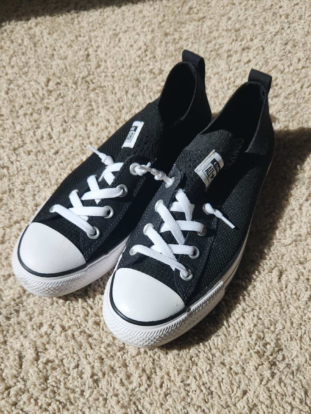Converse Black & White Slip-On Knit Low-Top Sneakers